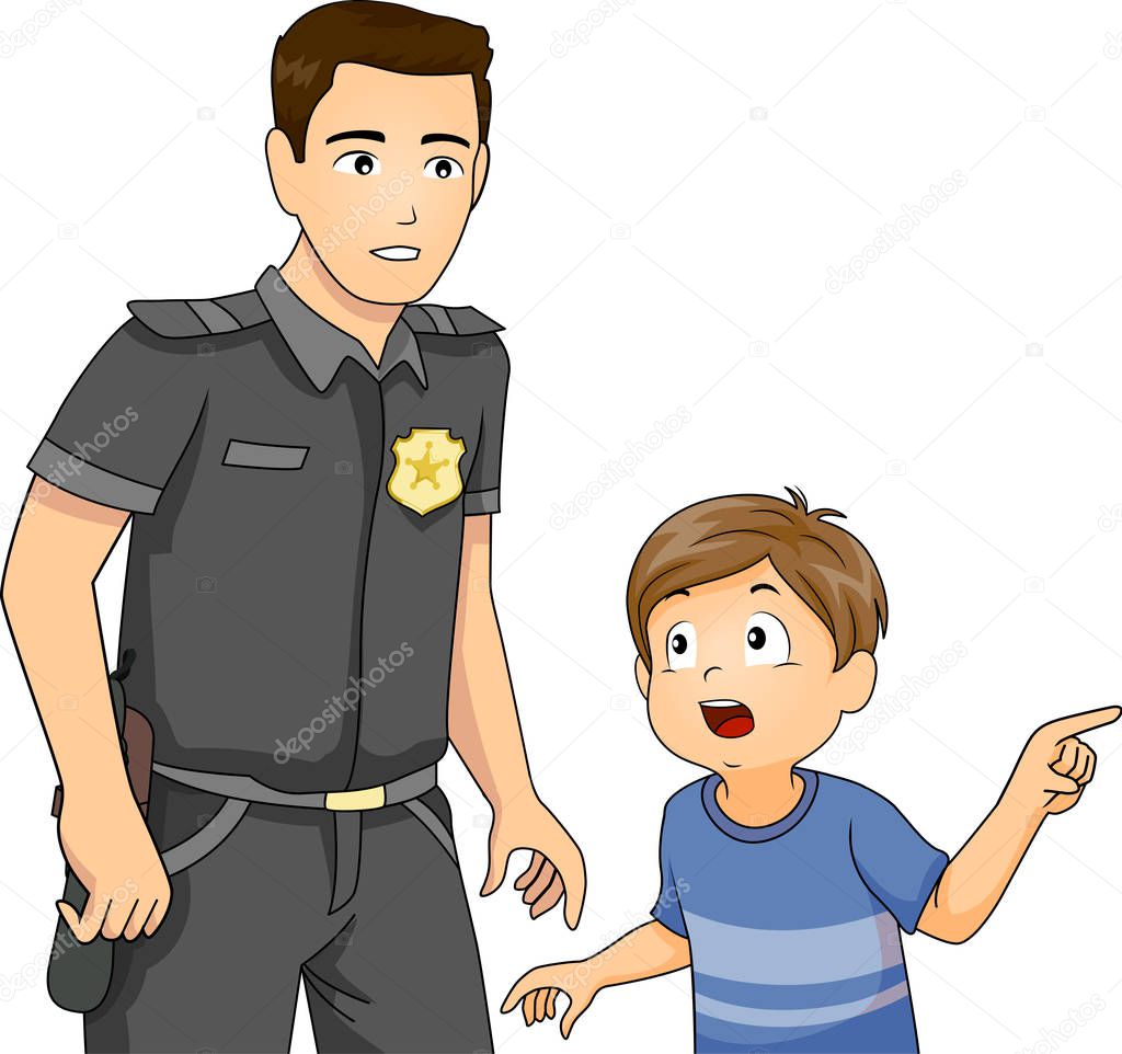 Man Kid Boy Police Report Illustration