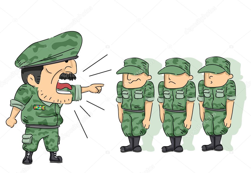 Men Officer Shout Soldier