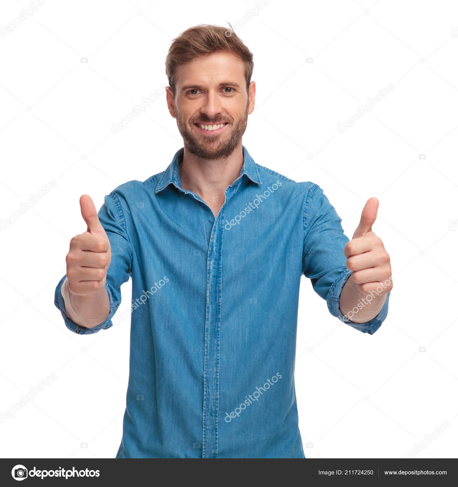 Full Body Picture Casual Man Presenting Making Sign White Background Stock  Photo by ©feedough 211724236