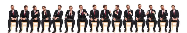 Large Group Same Businessman Different Reactions Job Interview White Background — Stock Photo, Image