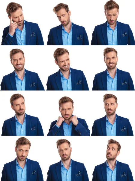 Collage Image Images Same Elegant Man White Background — Stock Photo, Image