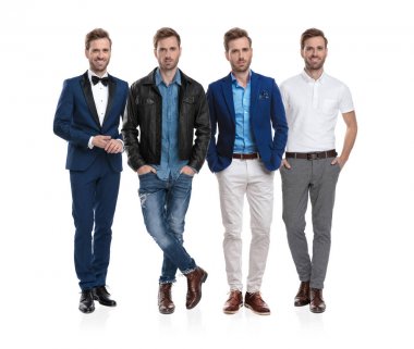 Aynı pozitif Casual adam poz kolaj görüntü