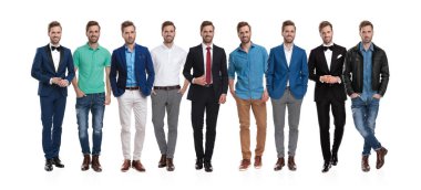 Aynı mutlu genç adamın kolaj görüntüsü