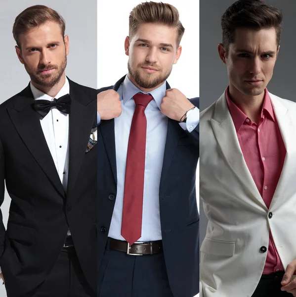 Drie aantrekkelijke mannen portretten in een collage — Stockfoto