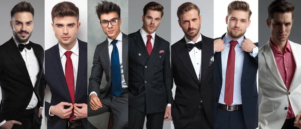 Collage imagen de siete diferentes retratos de hombres casuales — Foto de Stock