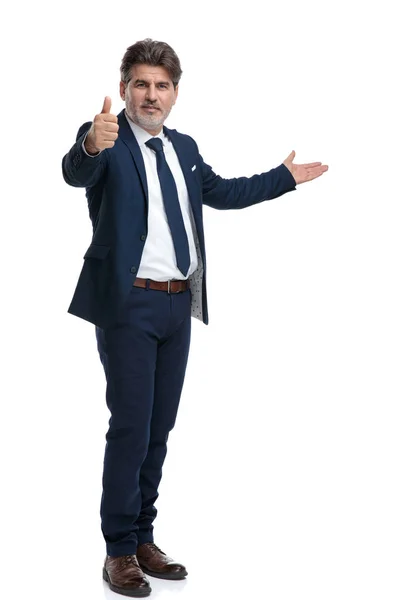 Hombre de negocios moderno recomendando y gesticulando ok —  Fotos de Stock