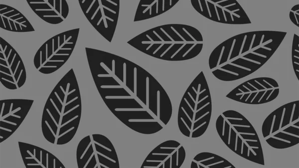 Motifs Vectoriels Ornementaux Sans Couture Feuilles Abstraites Plantes Noires Grises — Image vectorielle