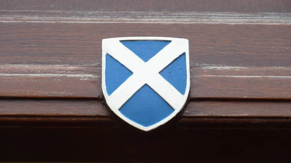 Dřevěné Symbol Tvaru Štítu Skotské Vlajky — Stock fotografie