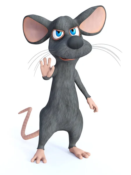 Representación 3D de un ratón de dibujos animados que le muestra a parar . —  Fotos de Stock