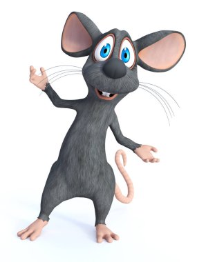 Sizi karşılayan gülümseyen bir çizgi film faresinin 3d render.
