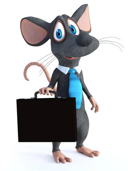 3D-rendering van een cartoon muis gekleed als een zakenman. — Stockfoto