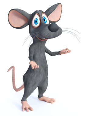 Sizi karşılayan gülümseyen bir çizgi film faresinin 3d render.