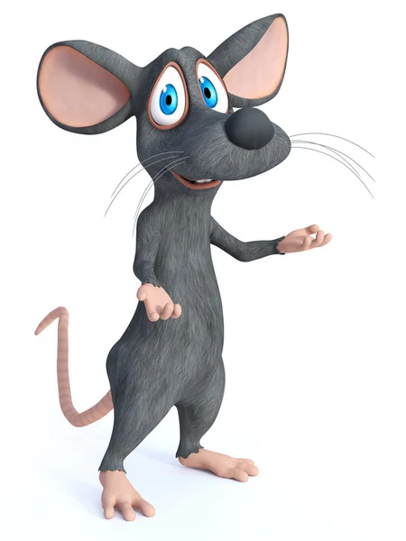 Rendu 3D d'une souris de dessin animé souriante vous accueillant . — Photo