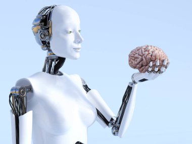 Kadın robot yapay zeka kavramının 3d render.