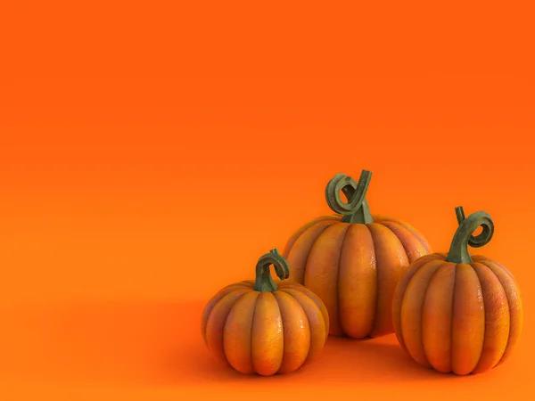 3D vykreslování podzimní dýňové pohlednice. — Stock fotografie