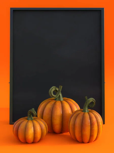 3D vykreslování podzimní dýňové pohlednice. — Stock fotografie