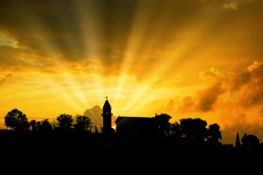 günbatımı üzerinde Zaante kasabanın Harbor, Zakinthos Yunanistan