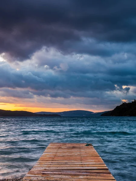 Východ Slunce Zátoku Nidri Řecku Ostrově Lefkas — Stock fotografie