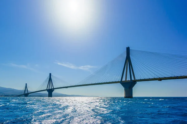 Rio Antirio Bridge Charilaos Trikoupis Bridge One Longest Cable Stayed — Stock Photo, Image