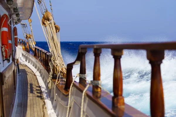 Old Ship Tackles Old Sailing Ship Vessel Background — Stock Photo, Image