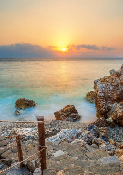 Piso Livadi Beach Paros Greece Island Sunrise — Stock Photo, Image