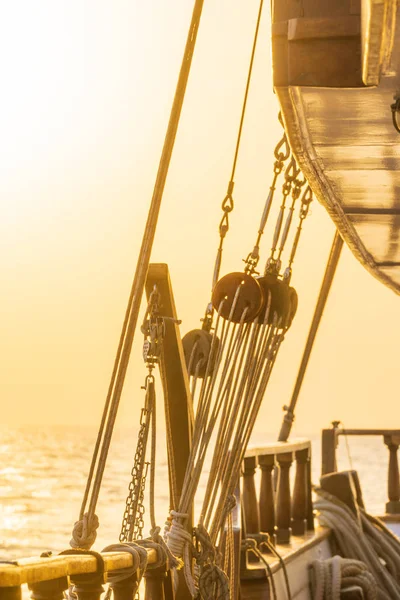 Sunset at the Sailboat deck while cruising in the Cyclades in Greece