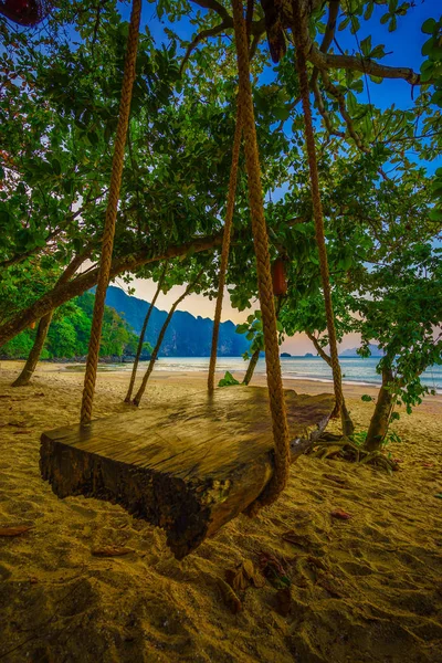 Balançoire Sur Une Plage Tropicale — Photo