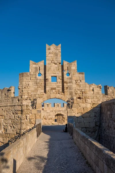 Strada Medievale Nel Centro Storico Rodi Grecia — Foto Stock