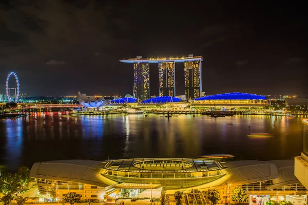 Singapur Ciudad Singapur Abril 2018 Marina Bay Sands Por Noche — Foto de Stock