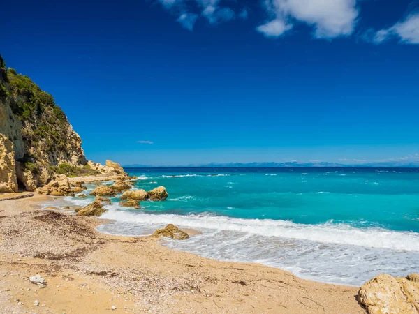 Águas Azuis Mar Jónico Perto Agios Nikitas Lefkada Grécia — Fotografia de Stock