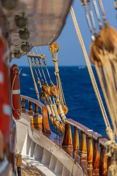 Old Ship Tackles Old Sailing Ship Vessel Background — Stock Photo, Image