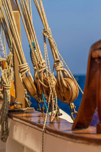 Old Ship Tackles Old Sailing Ship Vessel Background — Stock Photo, Image