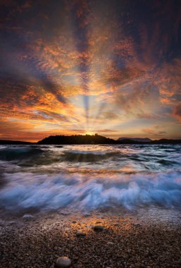 Lefkas Adası Yunanistan Nidri bay Sunrise