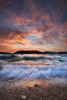Lefkas Adası Yunanistan Nidri bay Sunrise
