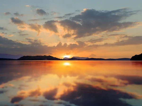 Salida Del Sol Bahía Nidri Lefkas Isla Jónica Grecia — Foto de Stock