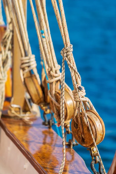 Old Ship Tackles Old Sailing Ship Vessel Background — Stock Photo, Image