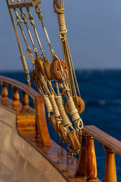 Old Ship Tackles Old Sailing Ship Vessel Background — Stock Photo, Image