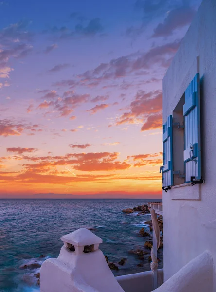 Piso Livadi Beach Wyspie Paros Grecja Wschodzie Słońca — Zdjęcie stockowe