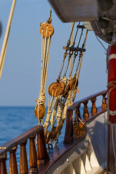 Old Ship Tackles Old Sailing Ship Vessel Background — Stock Photo, Image