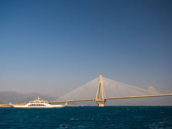 Rio Antirio Bridge Charilaos Trikoupis Bridge One Longest Cable Stayed — Stock Photo, Image