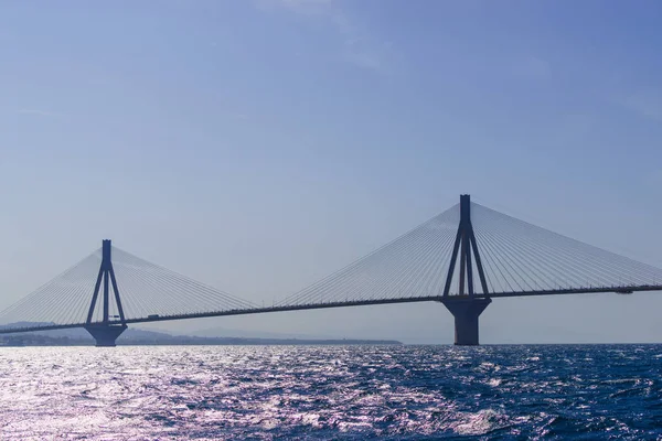 Die Brücke Rio Antirio Oder Charilaos Trikoupis Eine Der Längsten — Stockfoto