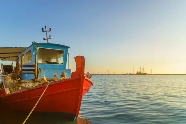 Barca Pesca Legno Ormeggiata Nel Porto Della Città Zante Isola — Foto Stock