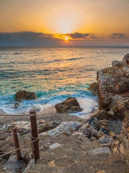 Piso Livadi Praia Paros Grécia Ilha Nascer Sol — Fotografia de Stock