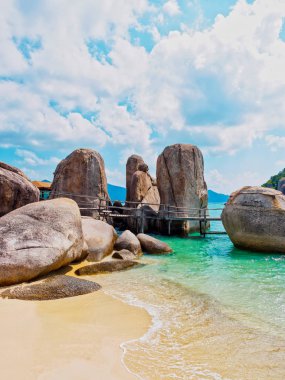 Güzel bir rahatlatıcı tropikal plaj