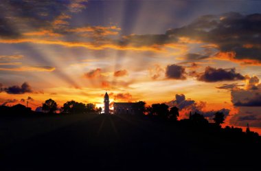 günbatımı üzerinde Zaante kasabanın Harbor, Zakinthos Yunanistan