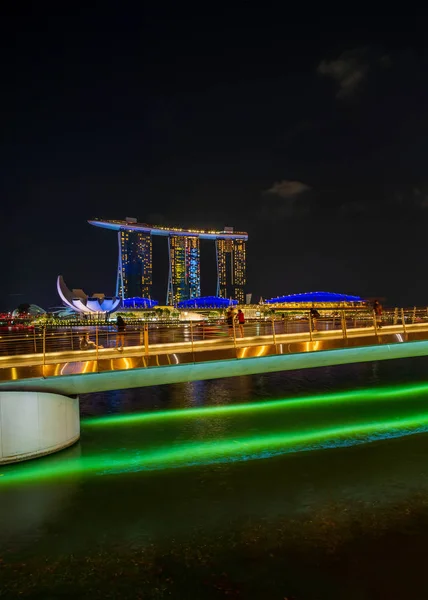 Stad Singapore Singapore April 2018 Marina Bay Sands Nachts Het — Stockfoto