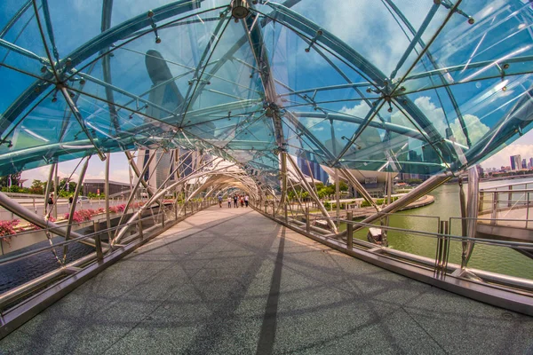 Singapore April 2018 Scenic View Helix Bridge Marina Bay Sands — Stock Photo, Image