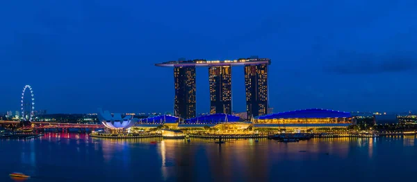 Ville Singapour Singapour Avril 2018 Marina Bay Sands Nuit Grand — Photo