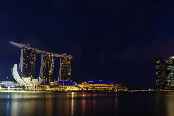 Ville Singapour Singapour Avril 2018 Marina Bay Sands Nuit Grand — Photo