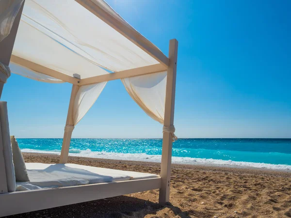 Baldacchino Sulla Spiaggia Lefkas Grecia — Foto Stock